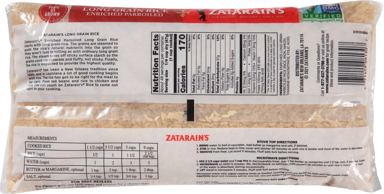 Zatarain's® Enriched Parboiled Long Grain Rice, 5 lb - Image 7