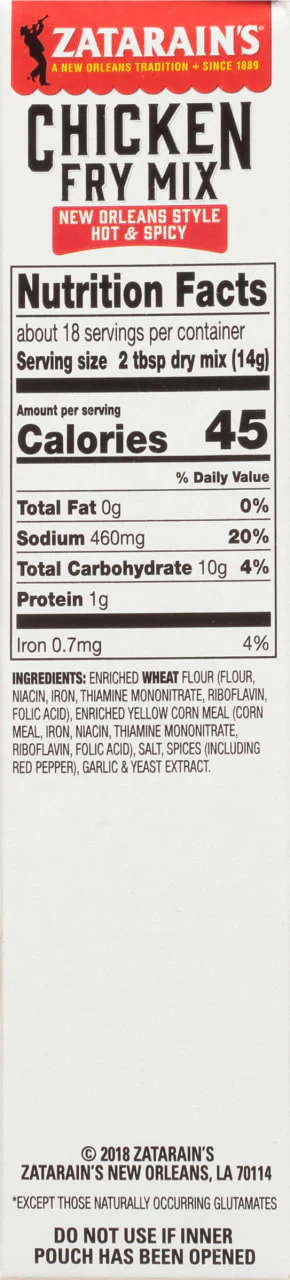 Zatarain's® New Orleans Style Hot & Spicy Chicken Fry Mix, 9 oz - Image 10