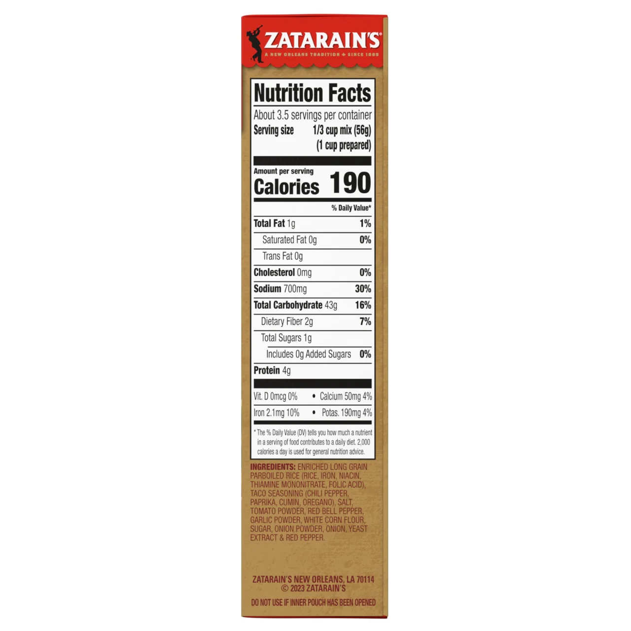 Zatarain's® Taco Rice Mix, 6.9 oz - Image 9