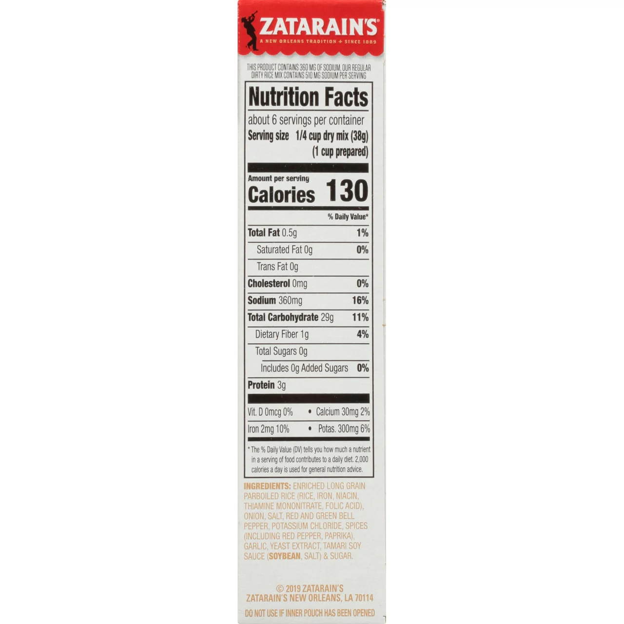 Zatarain's Reduced Sodium Dirty Rice Mix, 8 oz - Image 11